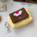 Multifunctional Small Pouch for Girls Cute Cherry Pudding Plush Coin Purse Mini Cartoon Portable Wallet for Cards Earphones Case