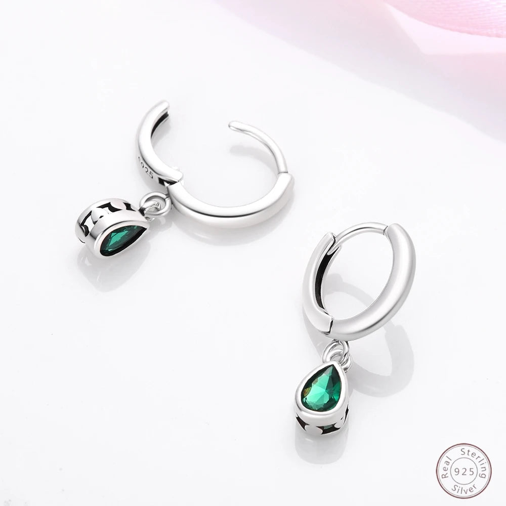 Hot 925 Sterling Silver Earrings Charm Simple Green Shiny Zircon Wedding Women Jewelry Gift mbzr