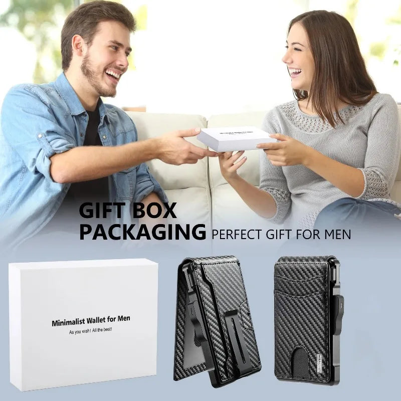 Men's Minimalist Pop Up Wallet, RFID Blocking Slim Card Holder with Money Clip & ID Window, Holds 9-13 Cards, Compact Smart Metal Wallet for Daily Business Travel Use mbzr