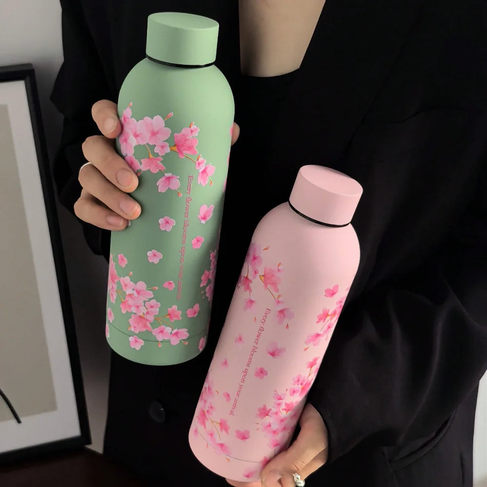 1pc550ml Sakura Tree Series Water Cup, Double-Layer Stainless Steel Insulated Coffee Cup, Cold Cup, Vacuum Flask And Insulated W mbzr