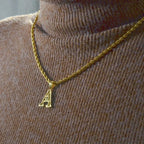 A-Z letter necklace, men's and women's gold-plated initials pendant rope chain, English letter jewelry Daily WearO mbzr