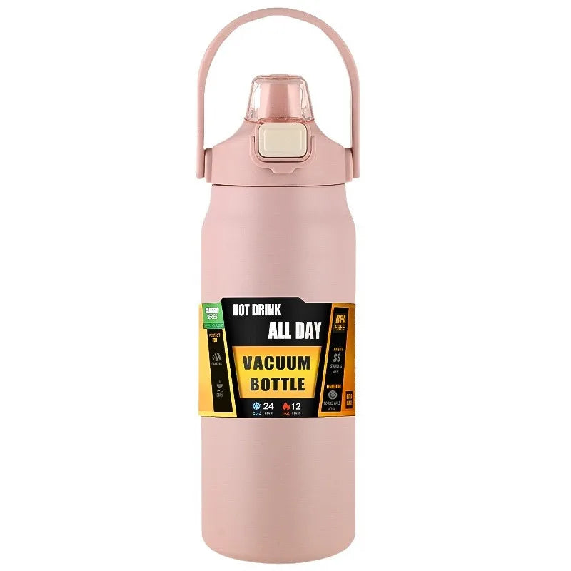 Portable Thermos with Straw 304 Stainless Steel Thermal Mug Tumbler Coffee Cup Sports Vacuum Flasks Cold and Hot Water Bottle mbzr