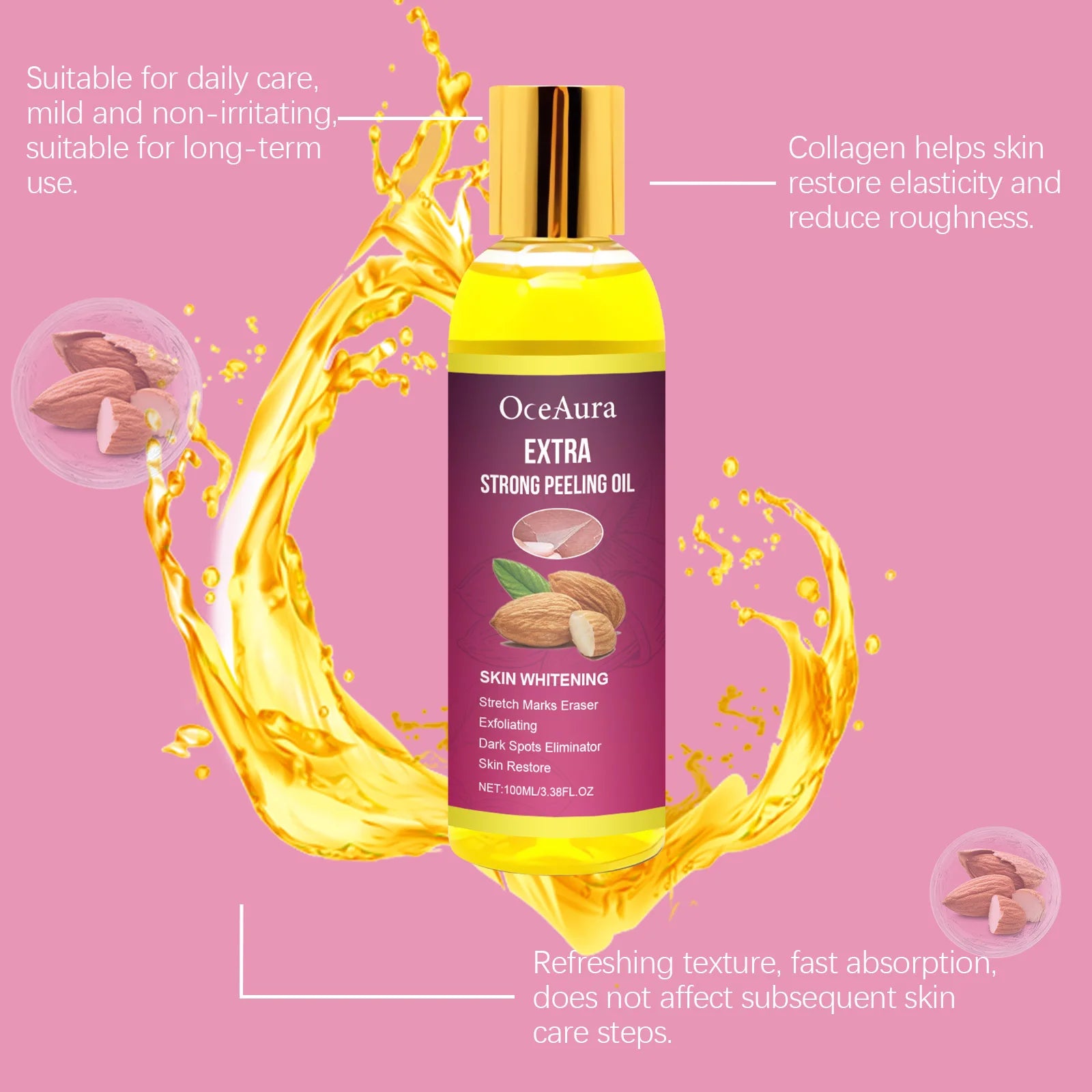 Body Exfoliating Oil, Cleansing & Nourishing Dry Skin Care, Polishing Treatment for Glowing Skin mbzr