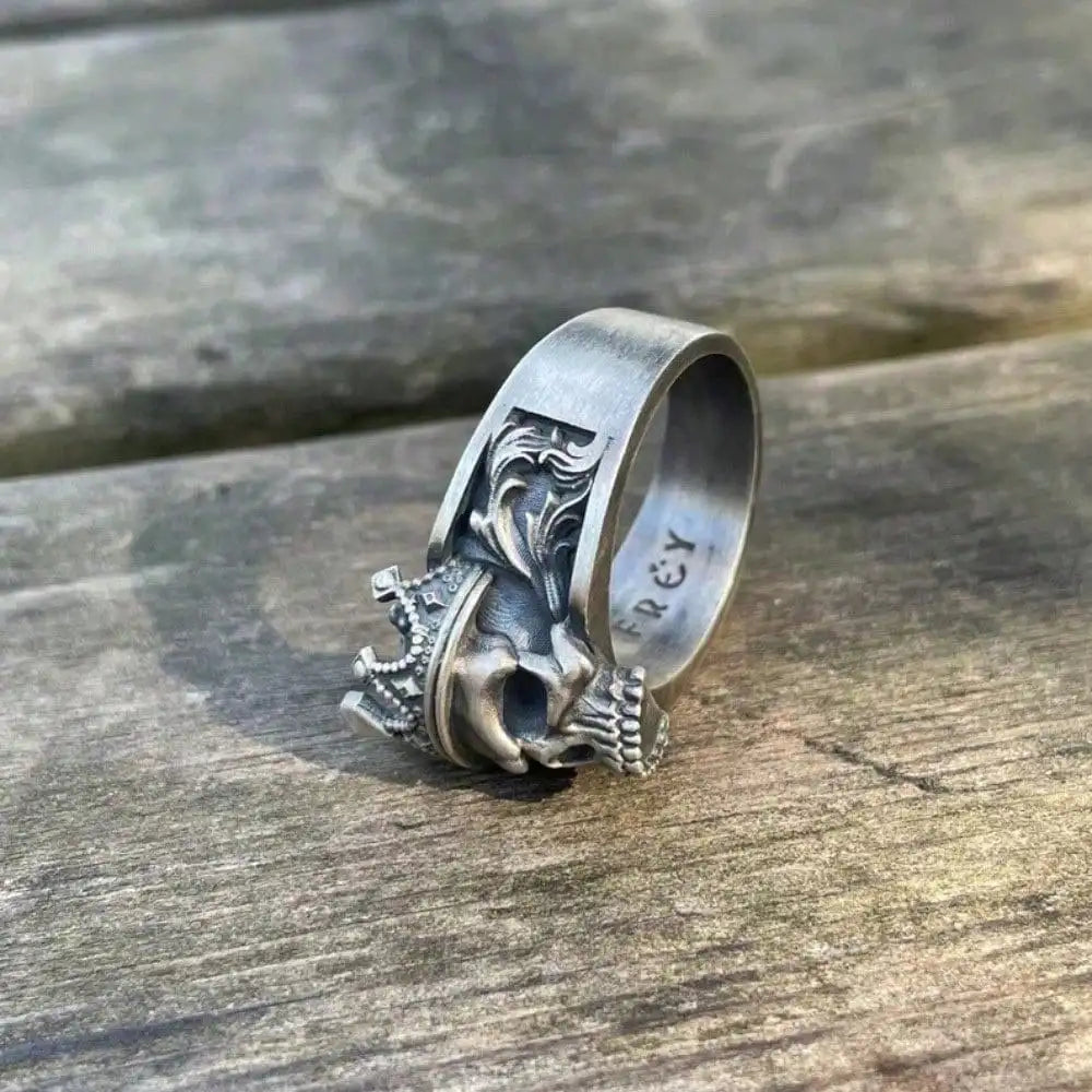 Bold Statement Skull Ring For Men - Solid Steel Vintage Design, Gothic Motorcycle & Punk Rock Jewelry