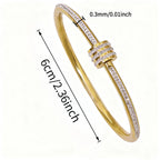 Diamond-encrusted stainless steel clasp bracelet, fashionable and light luxury plated women's bracelet, elegant and versatile