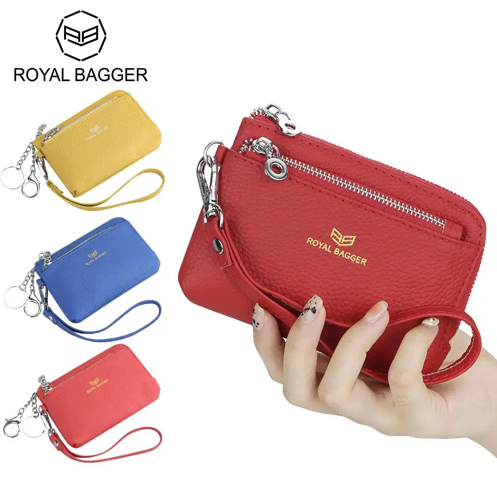 Royal Bagger Short Genuine Leather Wallet Woman New Soft First Layer Cow Leather Purse Ladies RFID Protected Card Holder Clutch mbzr