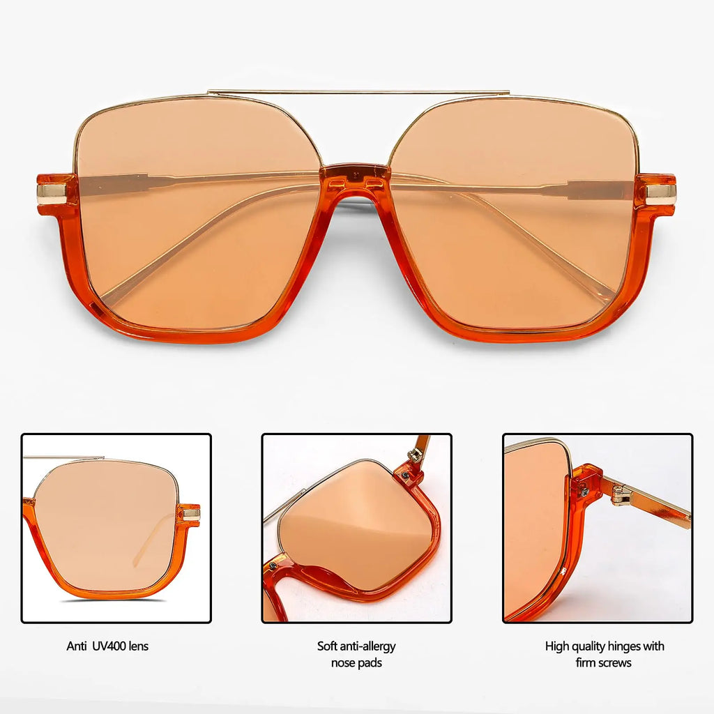 2026 New Man Woman Sun Glasses High Quality UV400 Sunglasses Unisex Double Beam Design Half-Frame Sunnies Fashion Versatile Shade Square large Frame Sunglasses