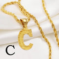 A-Z letter necklace, men's and women's gold-plated initials pendant rope chain, English letter jewelry Daily WearO mbzr