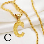 A-Z letter necklace, men's and women's gold-plated initials pendant rope chain, English letter jewelry Daily WearO mbzr