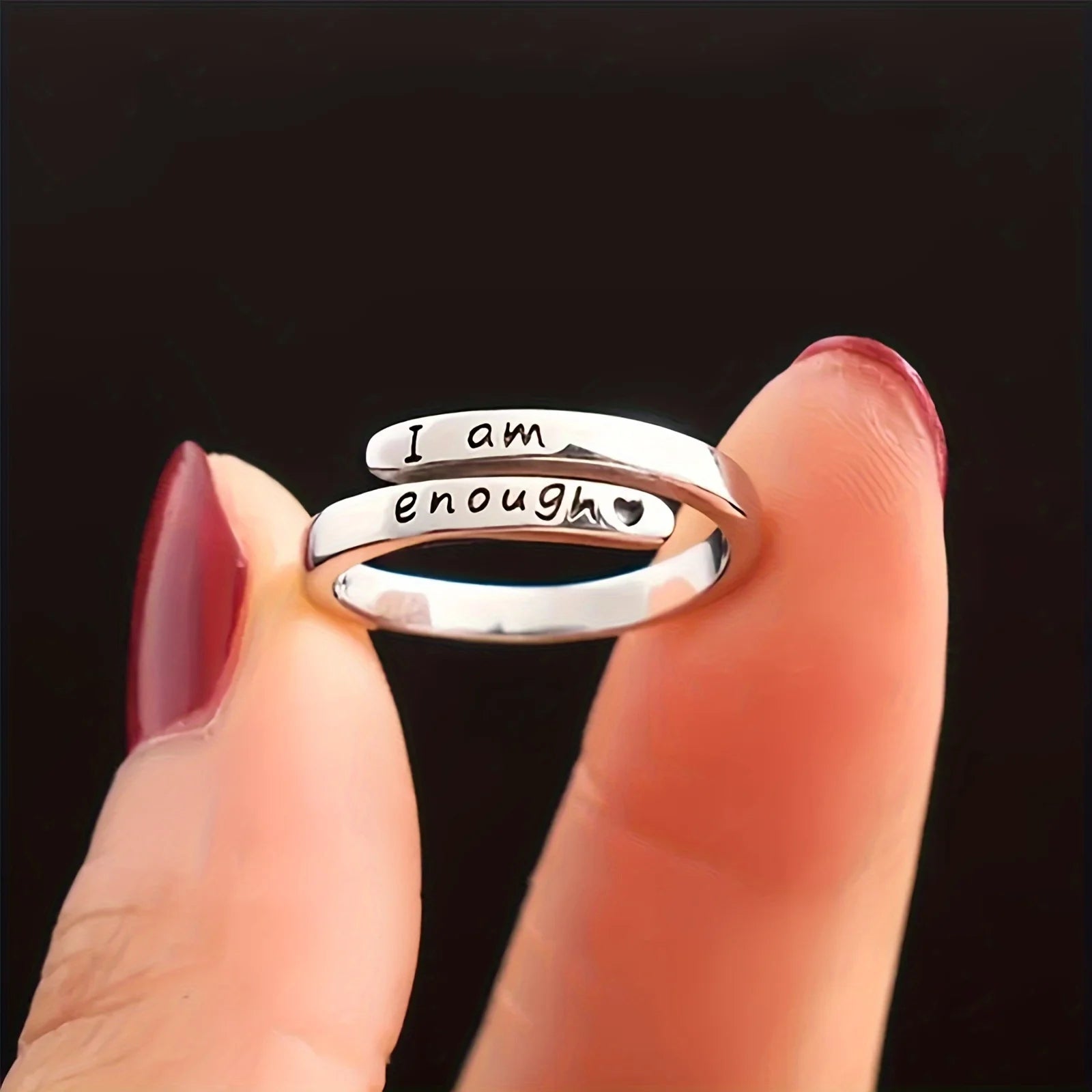 One piece, simple stainless steel engraved letter adjustable open ring, suitable for matching clothing, suitable for daily, party wear, jewelry gifts