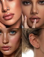 Tornito Horseshoe Nose Rings Half Hoop Earrings For Women Internally Threaded Double CZ Daith Tragus Helix Earring Lip Labret Septum Piercing 18G 20G 8mm Silver Gold Plated mbzr