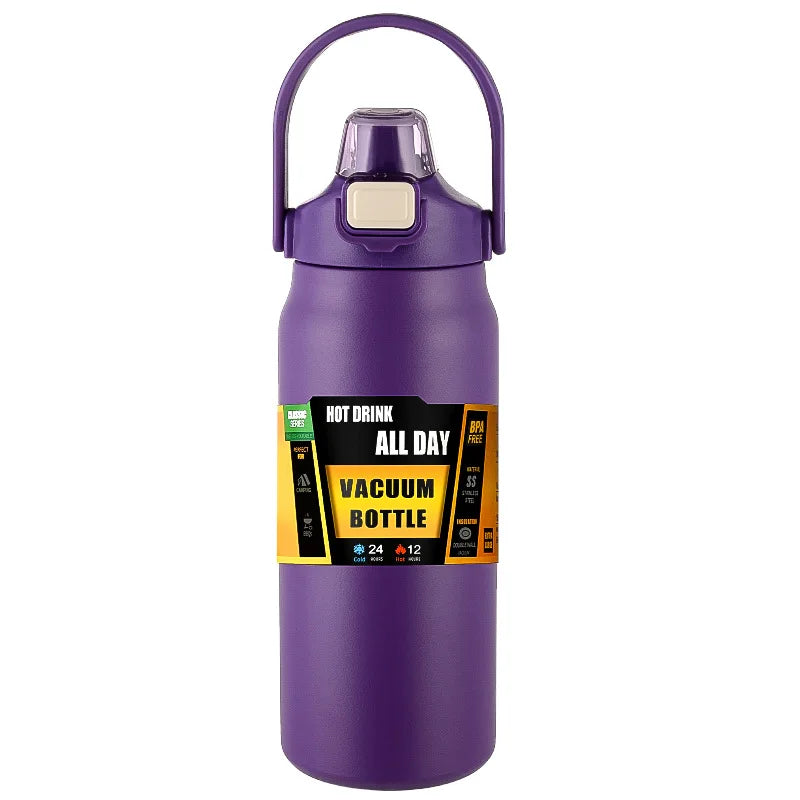 Portable Thermos with Straw 304 Stainless Steel Thermal Mug Tumbler Coffee Cup Sports Vacuum Flasks Cold and Hot Water Bottle mbzr