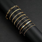 6Pcs Gold Color Multilayer Bracelet Set Boho Retro Thick Twist Cuban Chain Bracelet for Women 2026 Trendy Quality Jewelry Gifts