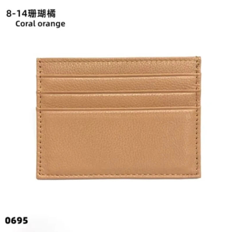 Cowhide Card Holder Woman Man Fashion Slim Mini Card Bag Genuine Leather Engrave Name Luxury Casual Purse