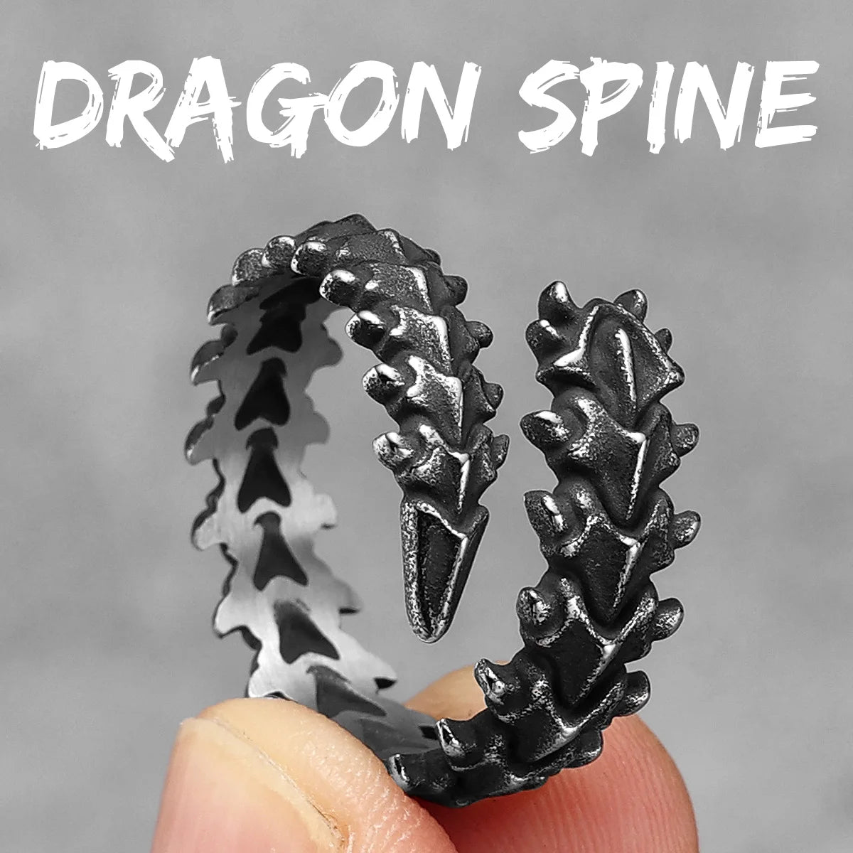 Stainless Steel Mens Rings Dragon Spine Scales Trendy Fashion