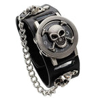 Punk Skull Men's Wrist WatchandWomen's Watch, Skull Flip Cover Watch, Skull Ornament+Chain Elements, Fashion for Cosplay Lovers mbzr