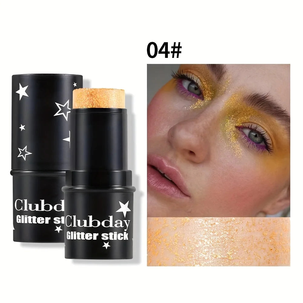 Multi-Use Glitter Stick for Face & Body – Shimmer Eyeshadow Highlighter Crayon, Holographic Makeup for Festival, Stage, mbzr
