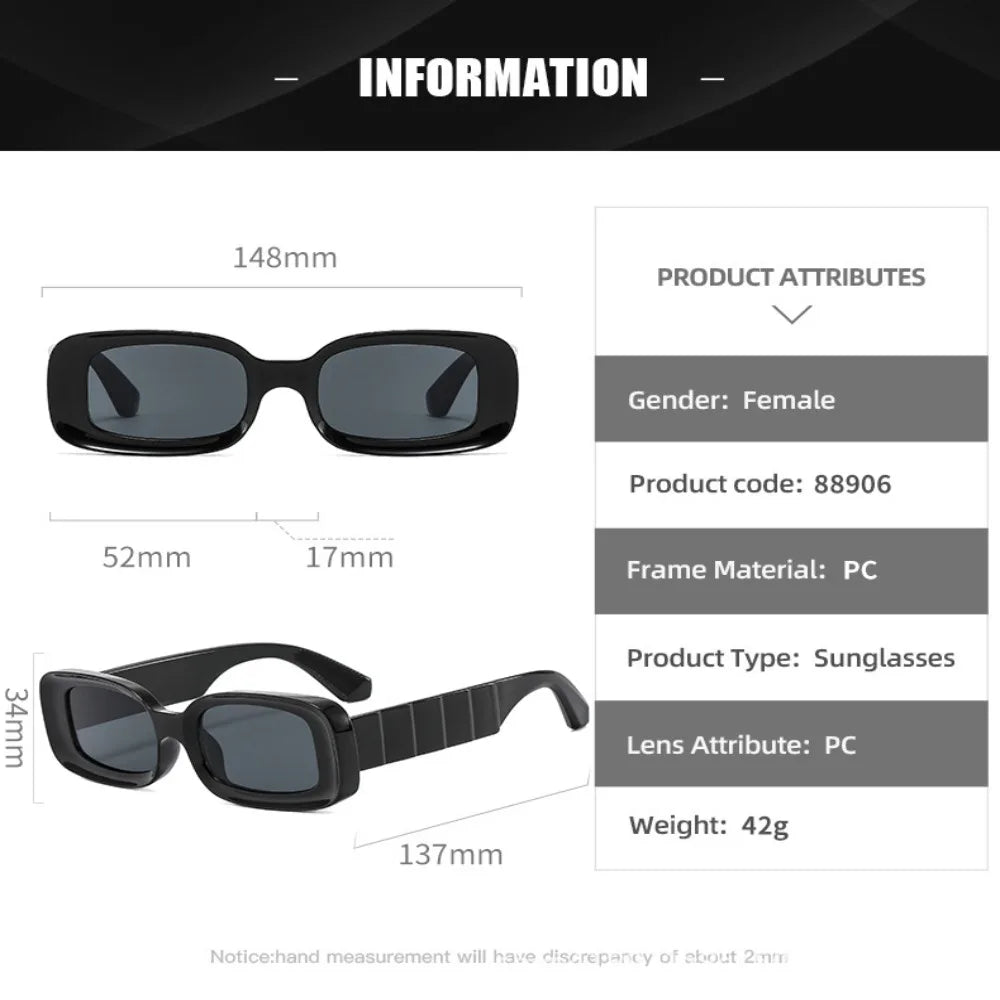 Hip Hop Small Square Candy Color UV400 Sunglasses Unisex
