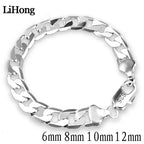 Sterling Silver Sideways Bracelet Unisex Men Women Jewelry