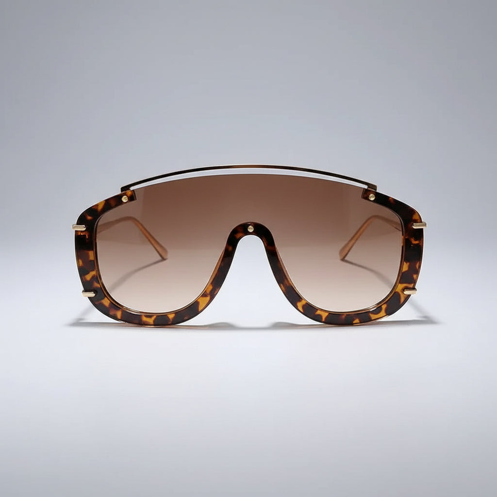 Fashion Leopard Women Sunglasses Stylish Gradient Outdoor Sports Shades Luxury Metal Design Oversize Men Sun Glasses mbzr