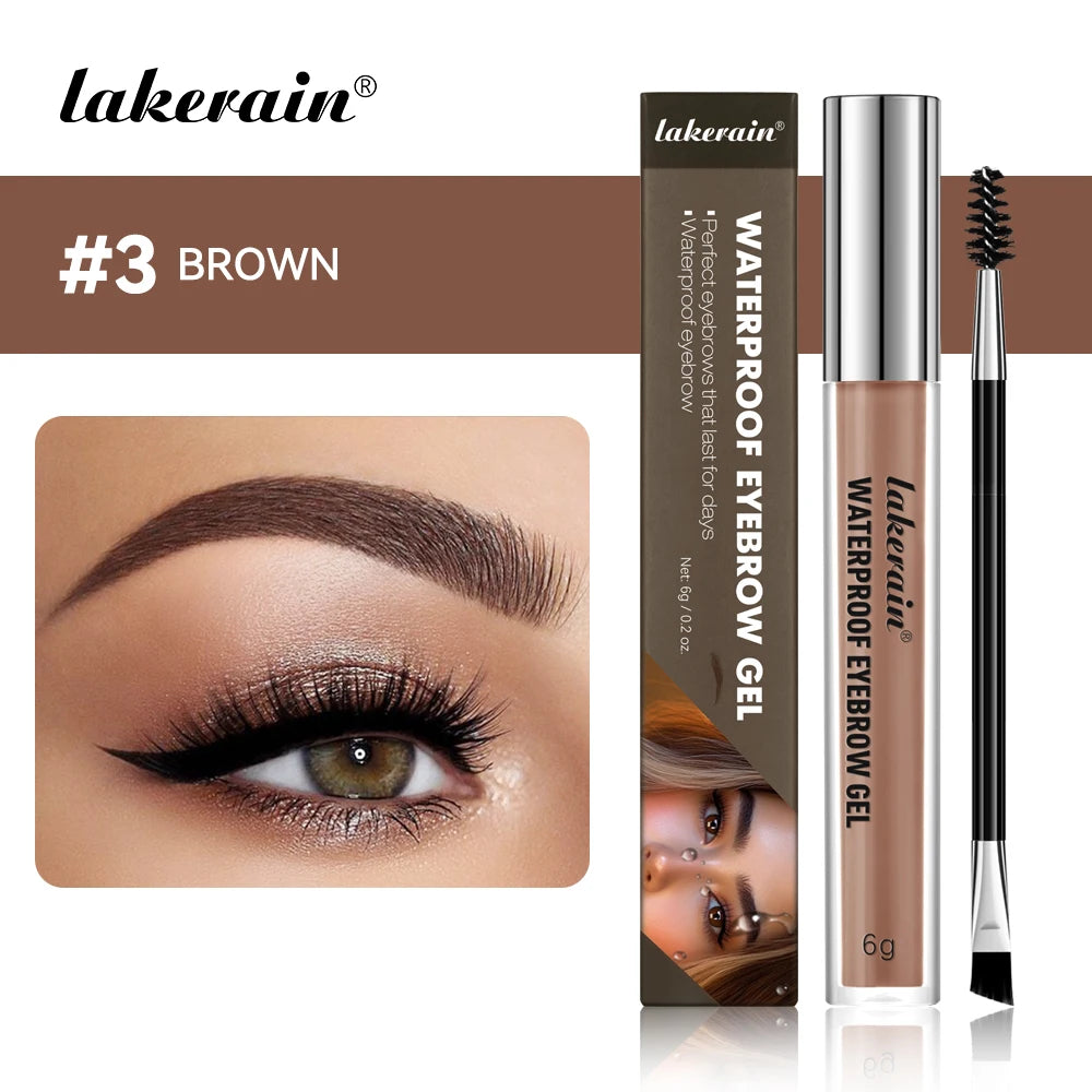 Lakerain Waterproof Eyebrow Gel Long Lasting Highly Pigmented Liquid Eyebrow Makeup Sweatproof Natural Black Brown mbzr