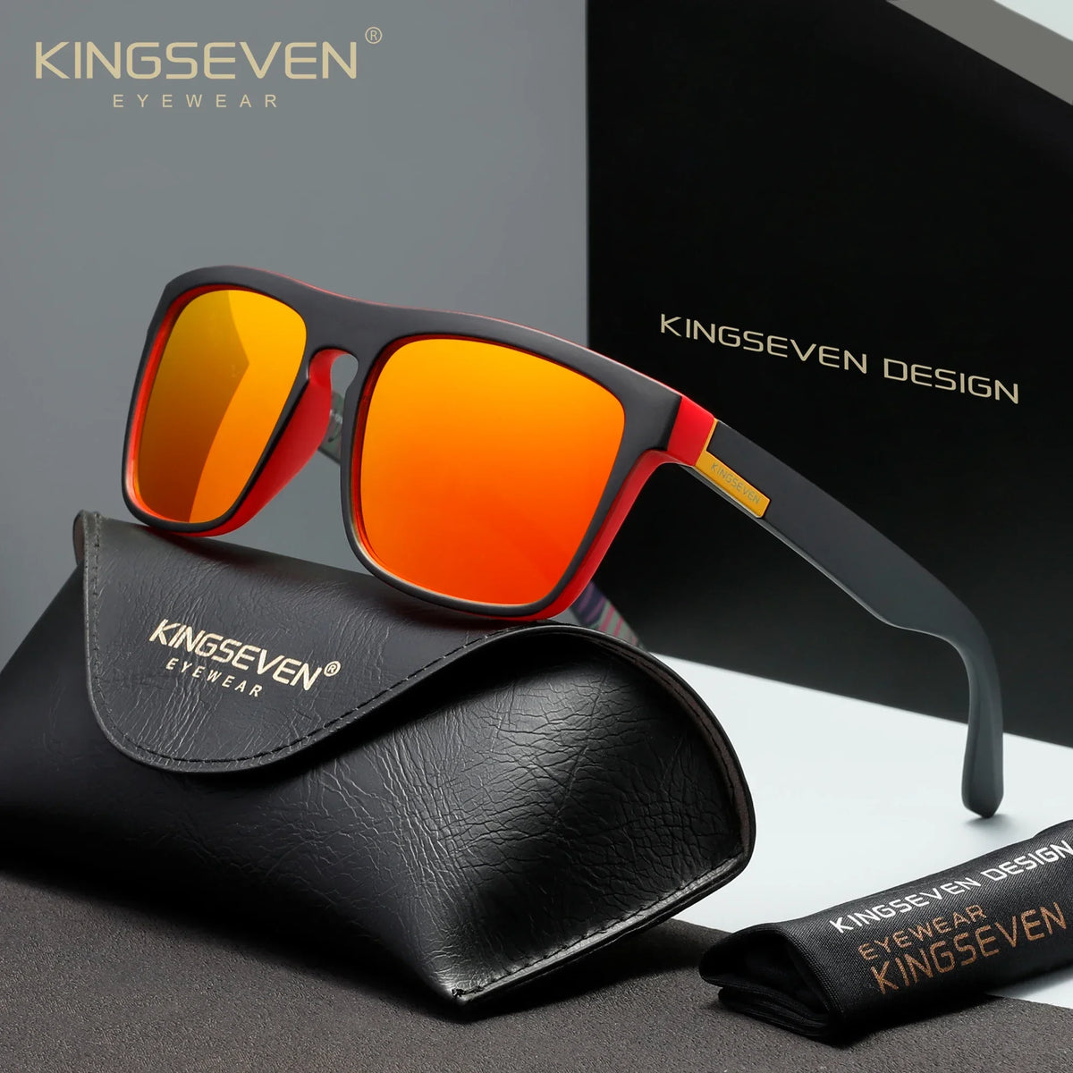 KINGSEVEN Sports Square Frames Sunglasses Women Men Driving Polarized UV400 Outdoor Protective Fashion Glasses Causal Eyewear