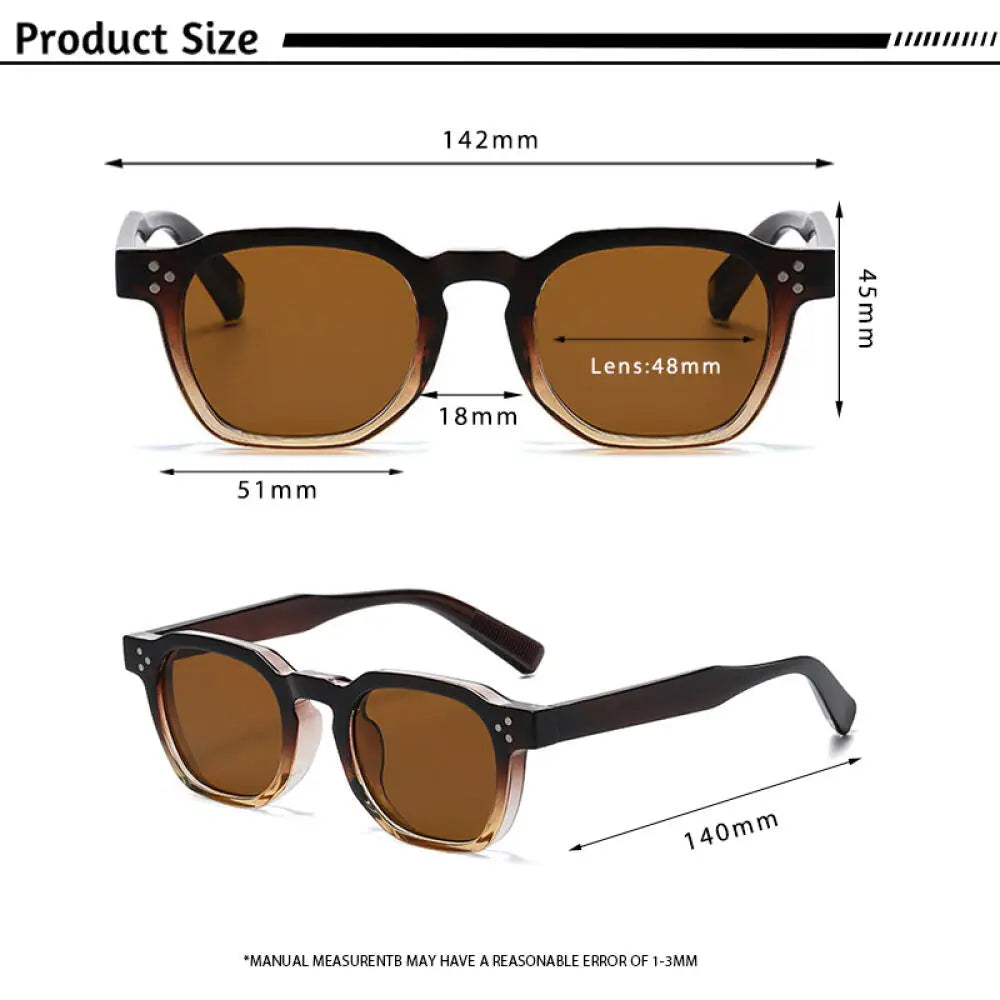 CATERSIDE Retro Men's Sunglasses Brand Design Square Fashion Sun Glasses Women's Outdoor Travel Party Decoration Eyewear UV400 mbzr