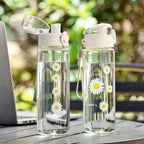 780ml Daisy Flower Plastic Water Bottle Sports Transparent Water Bottle Portable Gym Travel Clear Leakproof Drinking Bottle mbzr