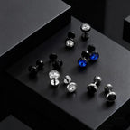 Simple Circle Round Stud Earrings for Men Boys, Metal Zircon Small Earrings, Unisex Daily Jewelry Accessory