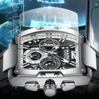Mark Fairwhale Fashion Large Tonneau Case Man's watch Quartz  Waterproof Luminous Multifunctional Chronograph Sport Watches for man