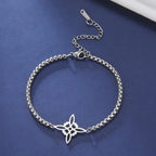 Dawapara Witch Knot Charm Bracelet for Women Celtics Knot Protection Amulet Bead Chain Stainless Steel Witchcraft Wiccan Jewelry