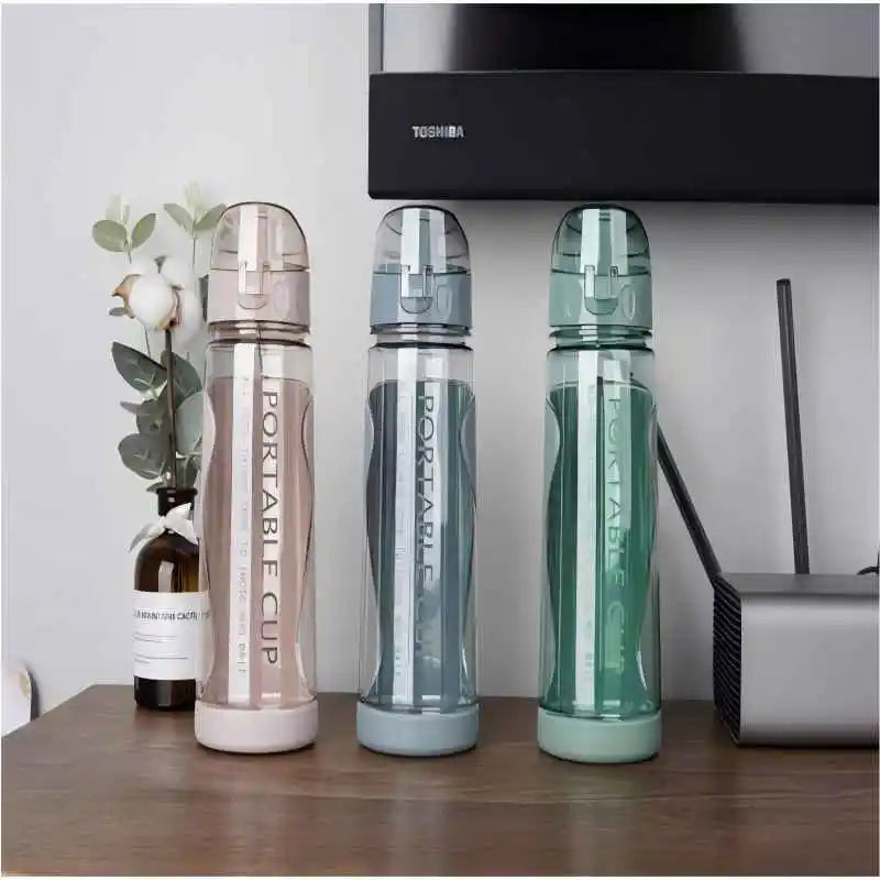 Sports Water Bottle with Straw, Leak-proof Portable Tritan Flask, BPA Free, 500ml Outdoor Gym Drinkware mbzr