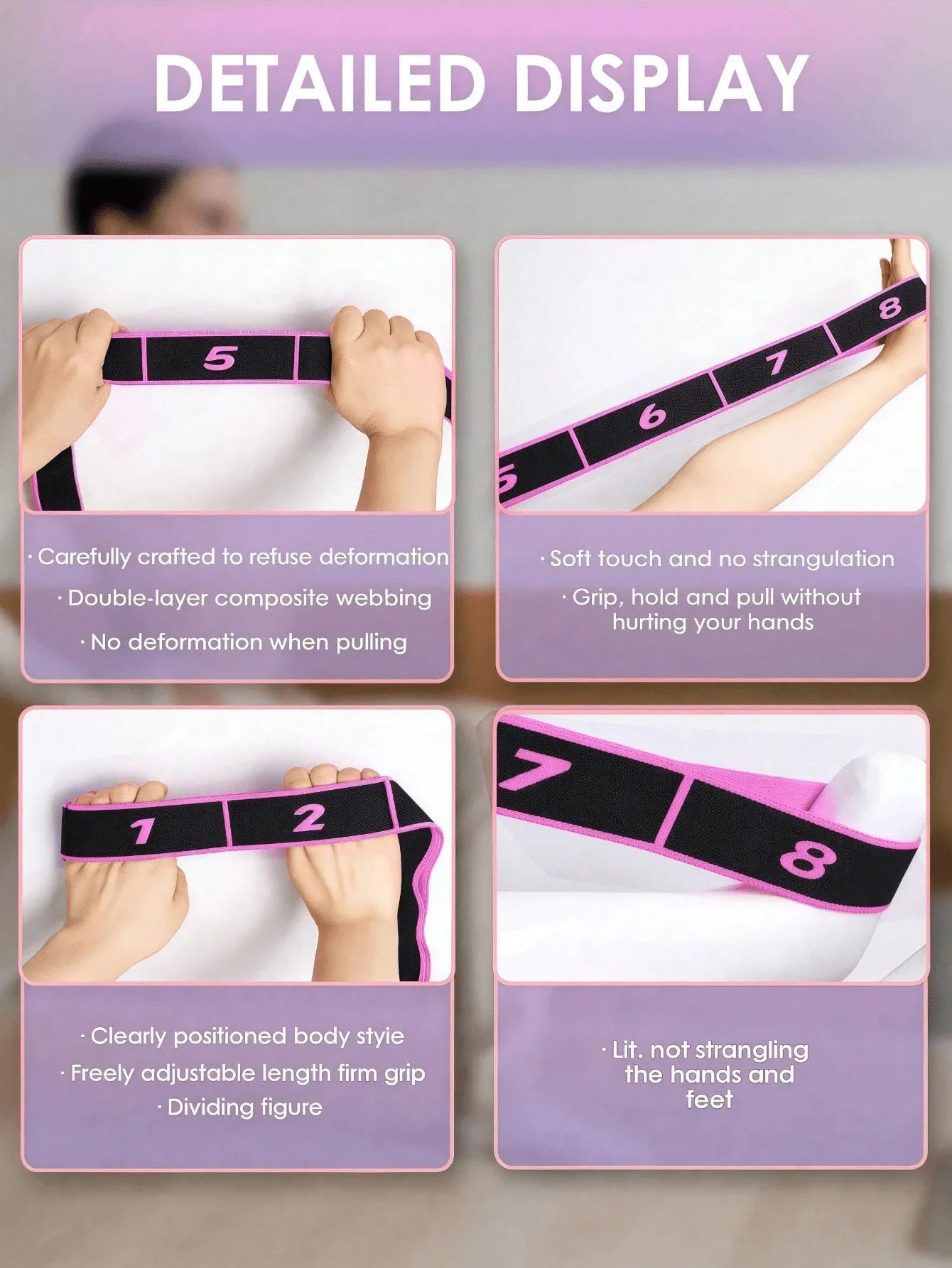 1pc Yoga Elastic Band, Professional Gymnastics Stretch Resistance Band, Fitness Resistance Band, Suitable For Yoga Stretching Strap, Ballet, 8-Shape Dance Elastic Band, Digital Extension Band, Pilates, Gymnastics And Dance El mbzr