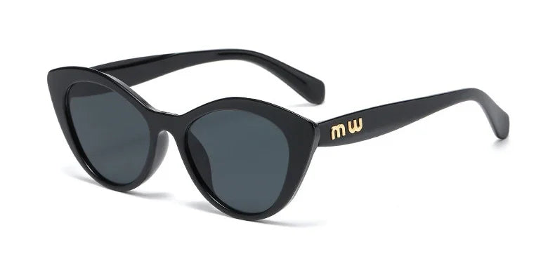 Fashion Cat Eye Women Sunglasses Luxury Brand Designer Black Leopard Small Frame Glasses UV400 Girl Letter Eyewear