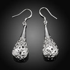 Sterling Silver Hollow Water Drop Earrings Women Trend Jewelry