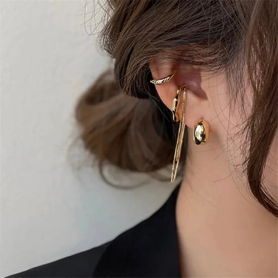 3pcs Irregular Cross Zircon Ear Clip Earring for Women Fashion Simple Geometry No Piercing Ear Cuff Party Jewelry Christmas Gif