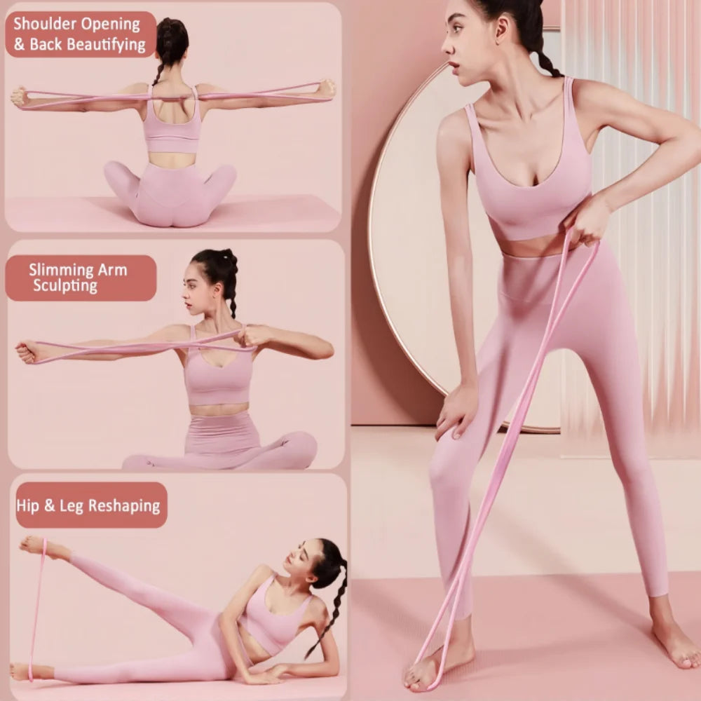 Figure 8 Resistance Band for Women and Men, Silicone Pull Rope with Non-Slip Handles, Arm Back Shoulder and Chest Workout Band for Home Gym Yoga Pilates mbzr