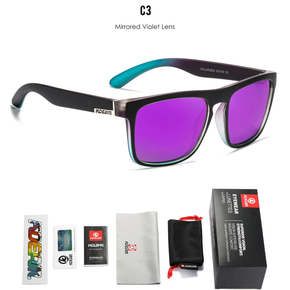 KDEAM Legend Square Sunglasses Polarized Lens Outdoor Sports Fishing Mountaineering  Sun Glasses With Brand Box