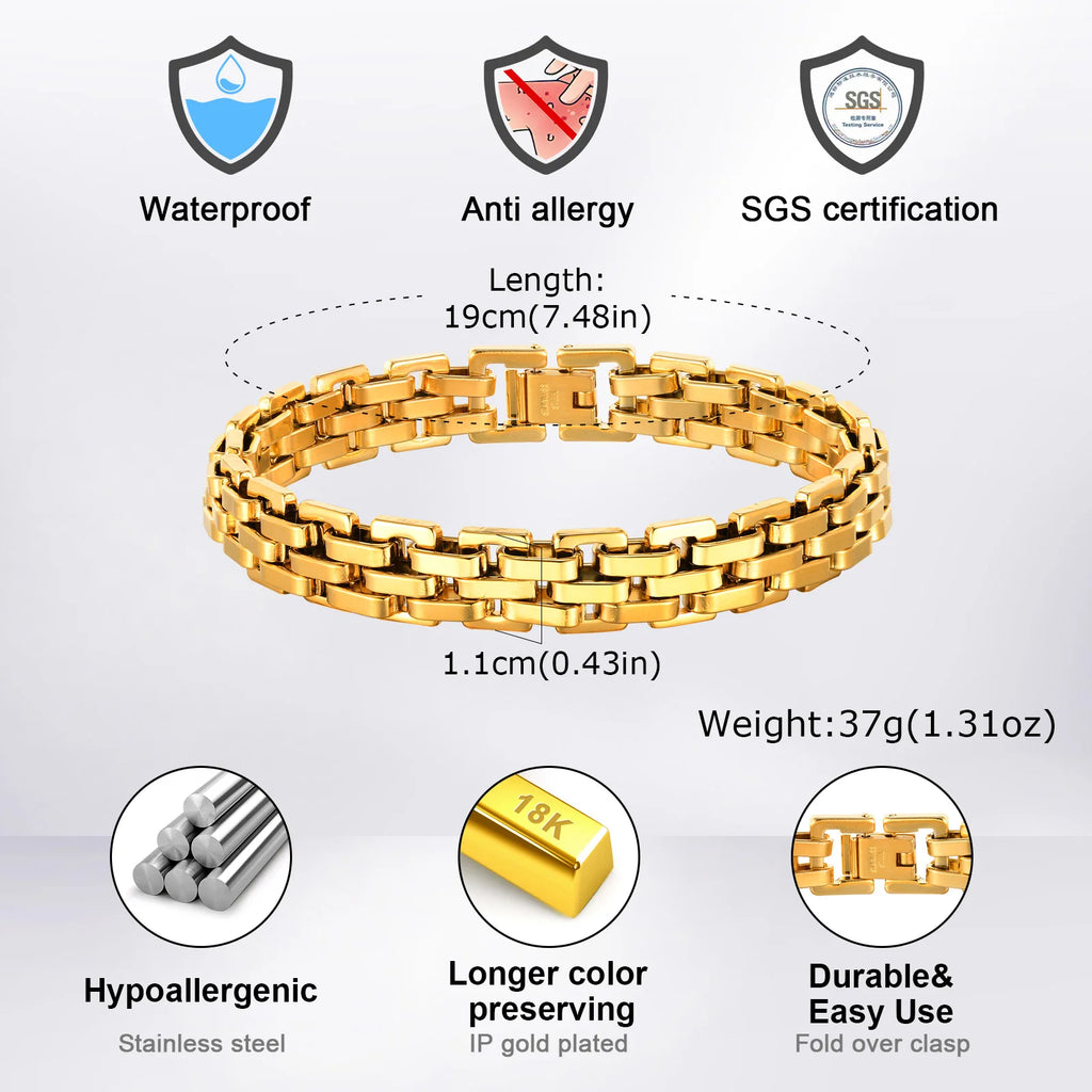 Trendy Watch Strap Bracelet for Women,Waterproof Stainless Steel Bracelets,Fashion Jewelry Party Gifts