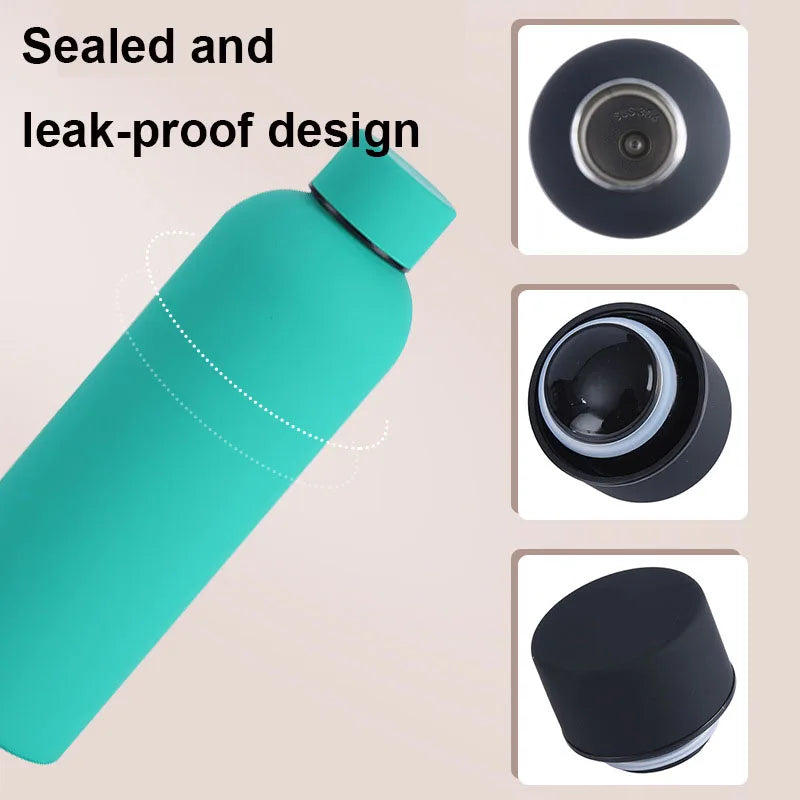 500/750ML Small Mouth Thermos Cup, Outdoor Stainless Steel Bottle, Rubber Paint Sports Kettle, Thickened Double Water Cup mbzr