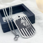 Stainless Steel Pendant Necklace - Engraved Dog Tag Design with Black Chain, Perfect for Independence Day, Jewelry Gift