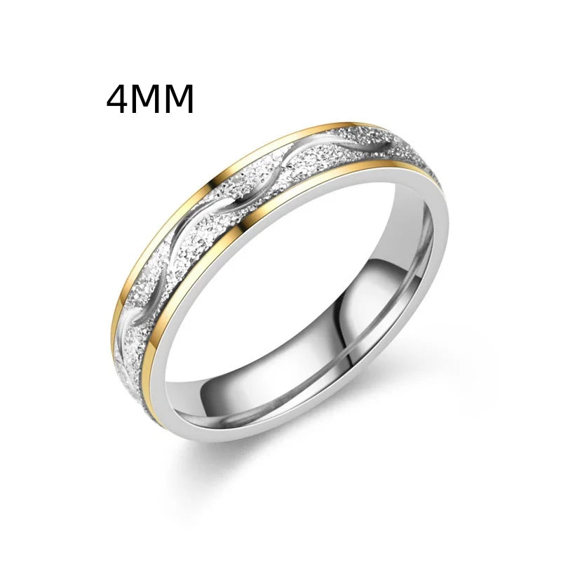 Simple Stainless Steel Frosted Couple Rings For Women Men Fashion Jewelry