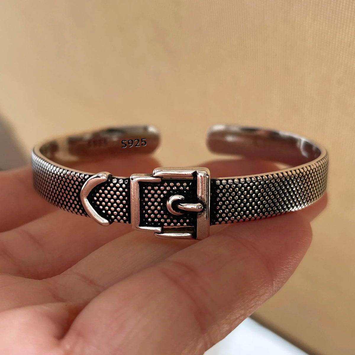 Chain and Link Bracelets Vintage Handmade Simple Retro Black Stone 925 Silver