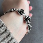 925 Sterling Silver Bracelet Rose Flower Linked Vintage Punk Adjustable Chain For Woman Girl Jewelry Gift Dropship Wholesale