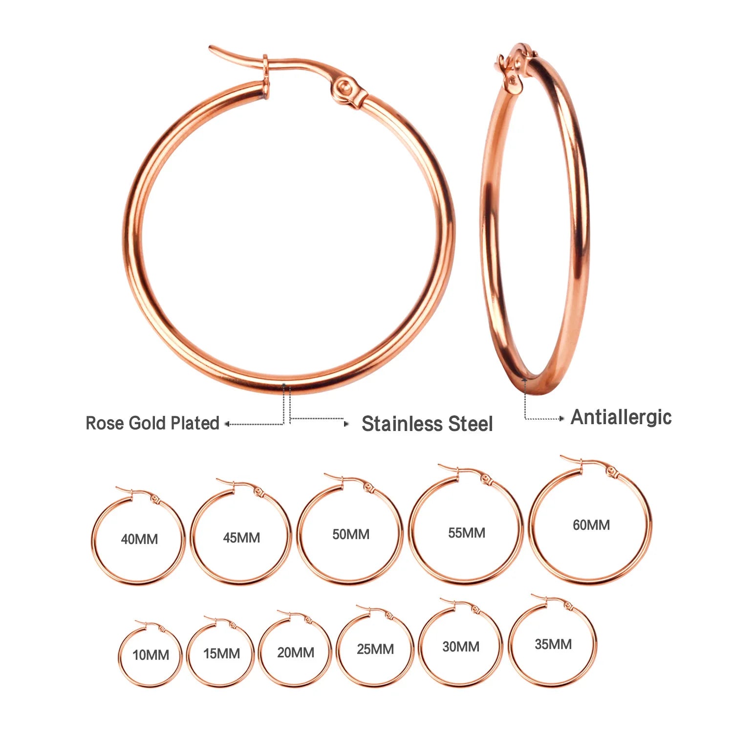 Gold Color Stainless Steel Hoop Earrings For Women And Men Big Small Circle Round Ear Jewelry Korean Style Popular Hoop Earrings For Women And Men Made Of Stainless Steel In Gold Color With Big And Small Circle Design Ideal F