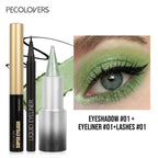 3pcs/Set Glitter Eye Shadow+Mascara +Eyeliner Sharp Headed Shimmer Eyeshadow WaterproofEyelashes Black Liquid Eyeliner mbzr