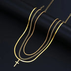 7-Piece Elegant Stainless Steel Minimalist Cross Pendant Jewelry Set for Men Chain Necklace Bracelet Jewelry for Everyday Wear