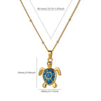 Cute Turtle Butterfly Pendant Necklace Stainless Steel Beads Chain Colored Charm Necklace Summer Beach Jewelry Gifts for Women mbzr