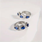 1 Set Glimmering Blue Crystal Round Earrings - Elegant Simple, Unique Design, Banquet Party Style - Ladies' Present Jewelry