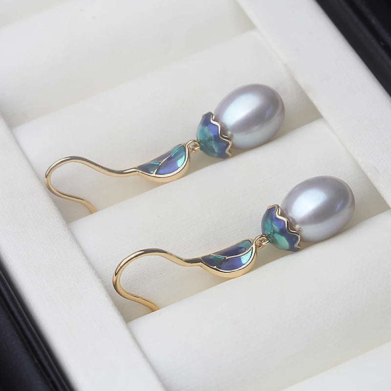 Freshwater Pearl Earrings Silver Women Birthday Gift White Black mbzr
